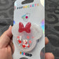 Candy Cane Mouse w/Bow Shaker Phone Grip-White