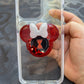 Black Widow Mouse w/bow Shaker Phone Grip-Dark Red