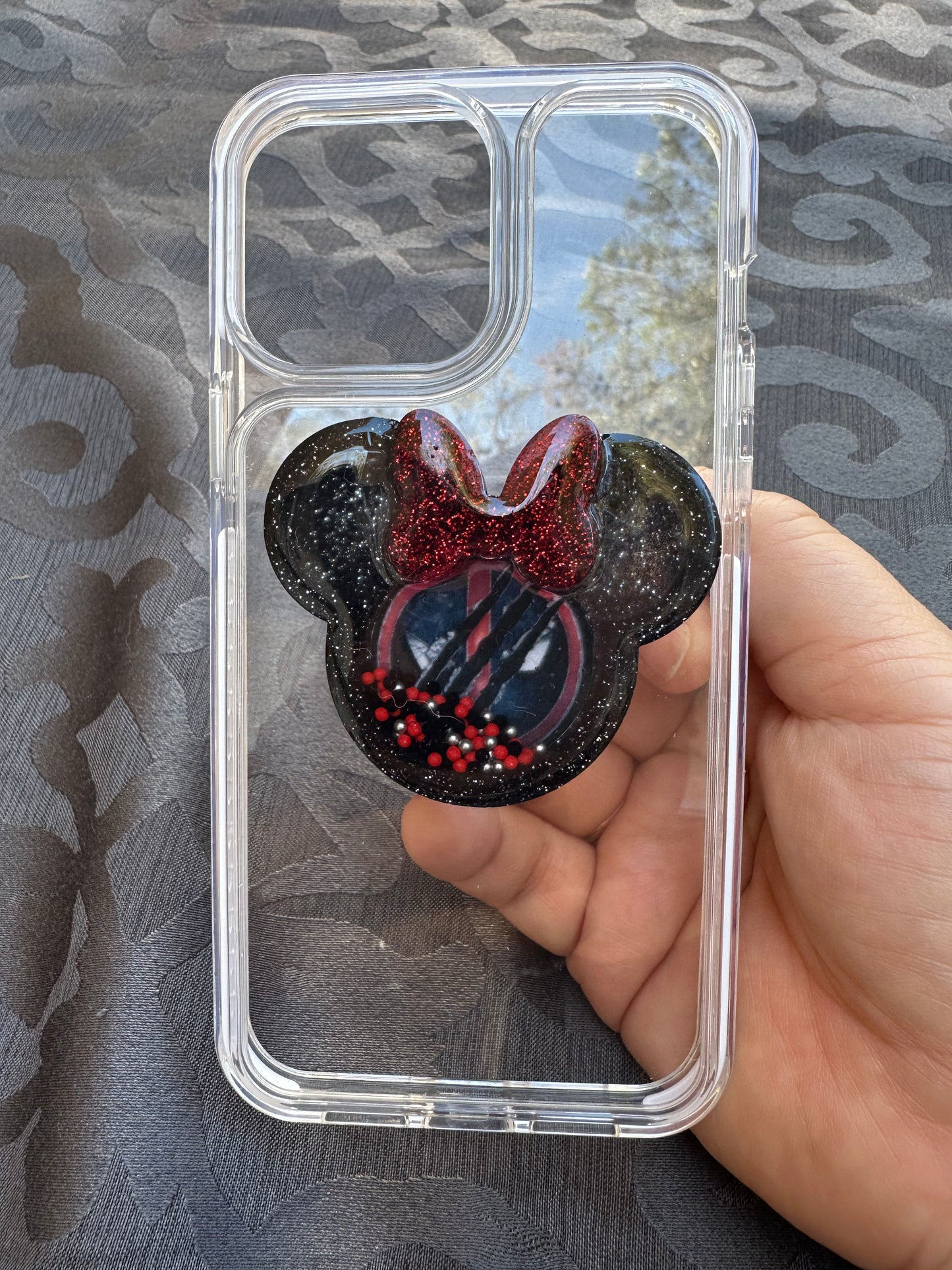 Deadpool Mouse w/bow Shaker Phone Grip-Black