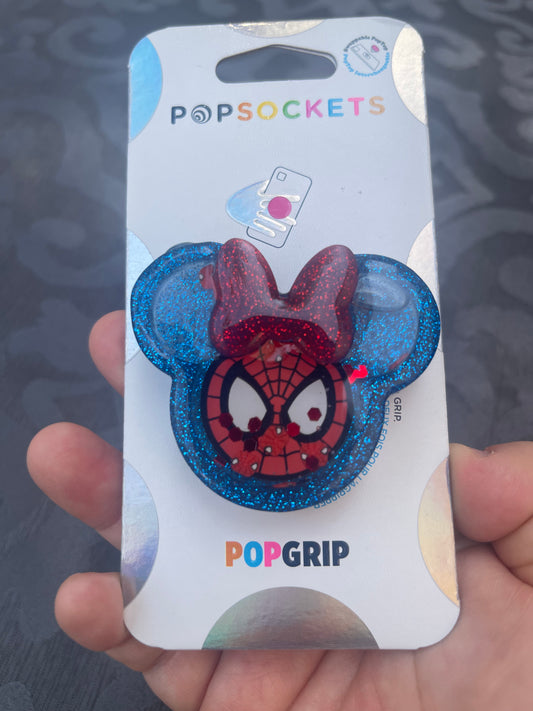 Spiderman Mouse w/bow Shaker Phone Grip-Blue